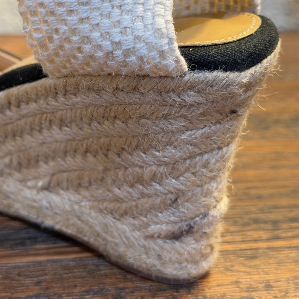 J. Crew Black Canvas Espadrille Wedge Ankle-Strap Sandals - Picture 11 of 16